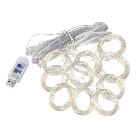 Гирлянда-штора LED 3x2м, холодный белый, USB, без крючков и пульта
