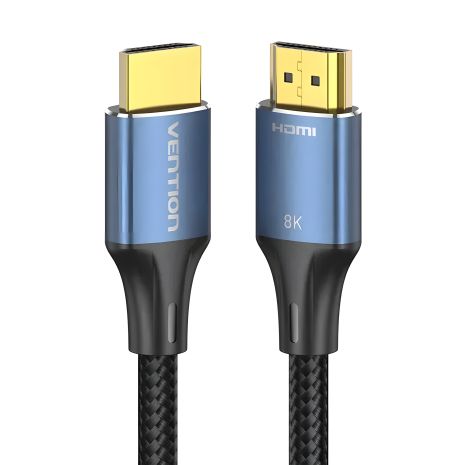 Кабель Vention HDMI-A Male to Male, Cotton Braided, v2.1, 8K, 5M, Blue Aluminum Alloy Type (ALGLJ)