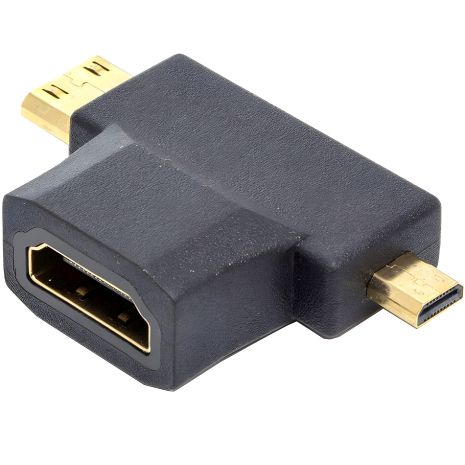 3 в 1 HDMI Female to Mini HDMI Male + Micro HDMI Male Adapter