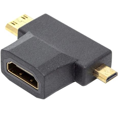 3 in 1 HDMI Female до Mini HDMI Male + Micro HDMI Male Adapter 3 in 1 HDMI Female до Mini HDMI Male + Micro HDMI Male Adapter