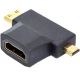 3 в 1 HDMI Female to Mini HDMI Male + Micro HDMI Male Adapter