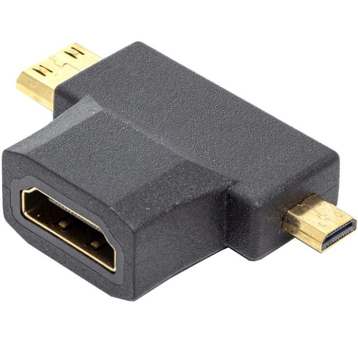 Адаптер 3 in 1 HDMI Female to Mini HDMI Male + Micro HDMI Male Адаптер 3 in 1 HDMI Female to Mini HDMI Male + Micro HDMI Male