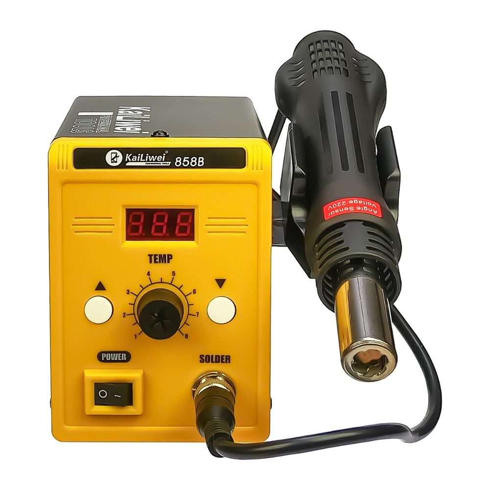 Паяльная станция KaiLiwei 858B, фен с датчиком наклона, цифровая индикация (220V, 700W) Паяльная станция KaiLiwei 858B, фен с датчиком наклона, цифровая индикация (220V, 700W)