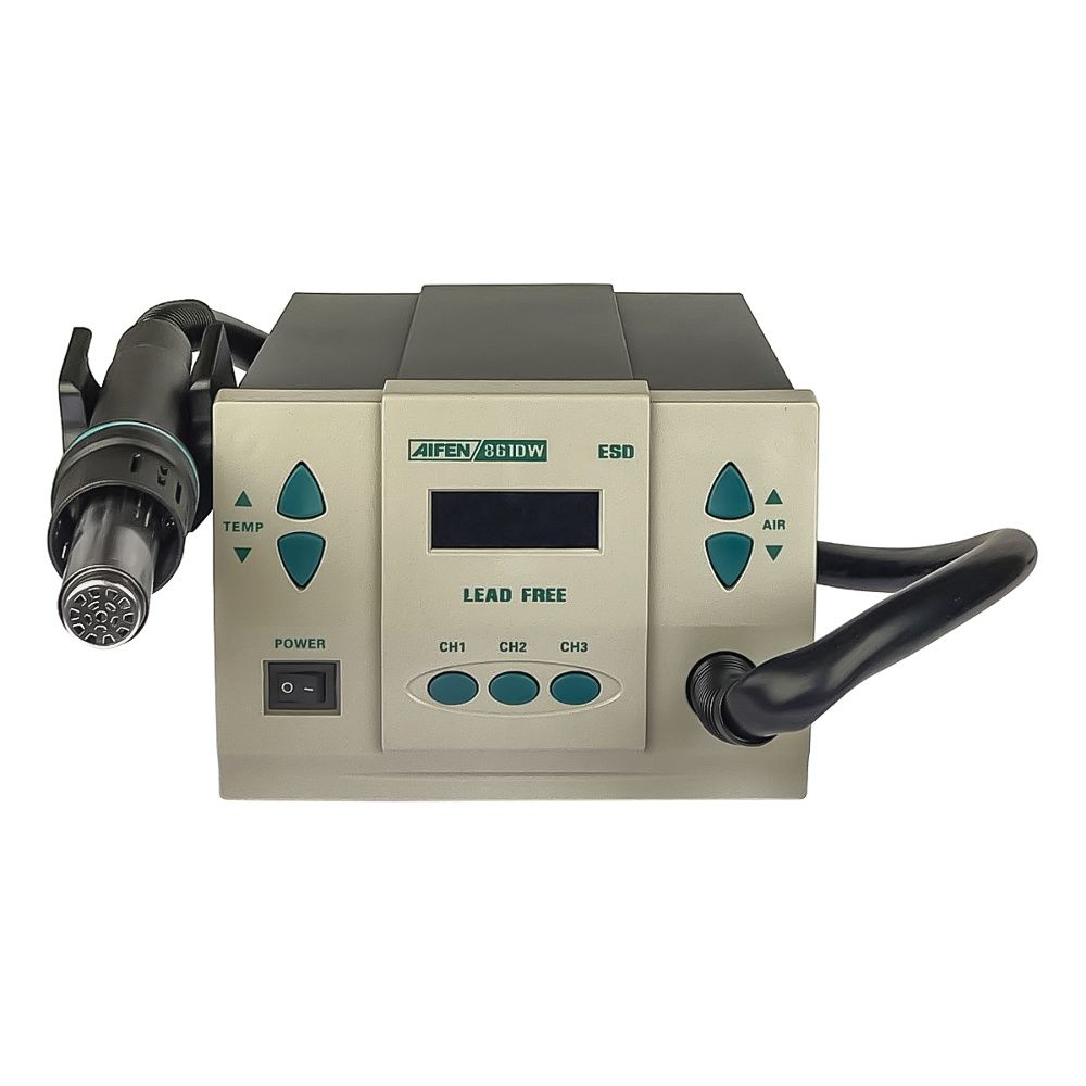 Паяльная станция прецизионная Aifen 861DW (фен, 3 канала памяти, 1000W, 100°C - 500°C) Паяльная станция прецизионная Aifen 861DW (фен, 3 канала памяти, 1000W, 100°C - 500°C)