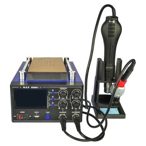 Паяльная станция WEP 853AAA-I, со встроенным вакуумным сепаратором 9" (20 x 11 см), фен, паяльник, USB 5V Паяльная станция WEP 853AAA-I, со встроенным вакуумным сепаратором 9" (20 x 11 см), фен, паяльник, USB 5V