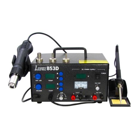 Паяльная станция LUKEY 853D фен, паяльник, блок питания 15V 2A, тестер Паяльная станция LUKEY 853D фен, паяльник, блок питания 15V 2A, тестер