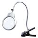 Двойная лупа на гибкой ноге с зажимом MG15122-C с LED-подсветкой (большая лупа d=125 мм, 2x; малая лупа d=26 мм, 6x)