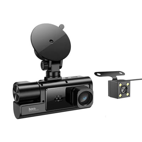 Видеорегистратор HOCO DI60 World три экрана (wifi версия) |720p перед./480p зад./480p внутр.| black