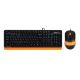 Комплект A4Tech Fstyler F1010: клавіатура та миша, USB, 1.5m, Black/Orange