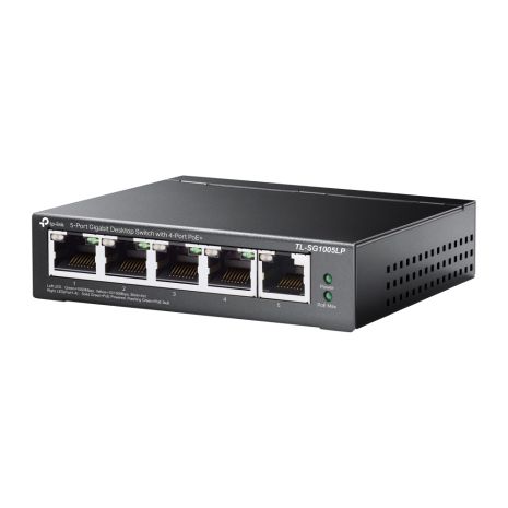 Коммутатор TP-LINK TL-SG1005LP 5xGE/4xPoE+ 40W неуправляемый на 250м