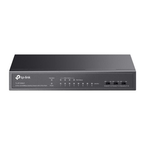 Коммутатор TP-LINK TL-SF1008LP 8 порта (4xPoE 41W) неуправляемый, дальность 250м