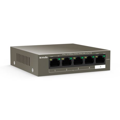 Коммутатор TENDA TEF1105P-4-63W, 4xFE PoE, 1xFE в линке