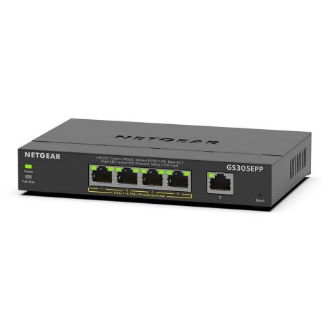 Управляемый коммутатор NETGEAR GS305EPP 4xGE PoE+ (120Вт), 1xGE