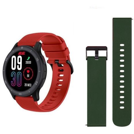 Смарт-часы 2E Motion GT2 47mm черный/красный + зелёный ремешок UA UCRF