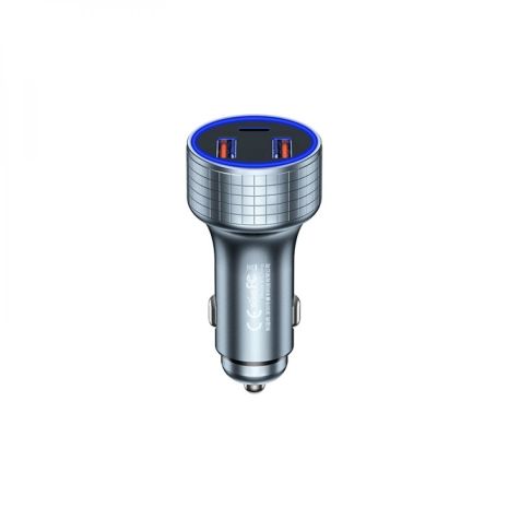 Автомобільний зарядний пристрій Remax RCC327, 2 USB/Type-C, QC, PD 83W, сріблясто-чорний
