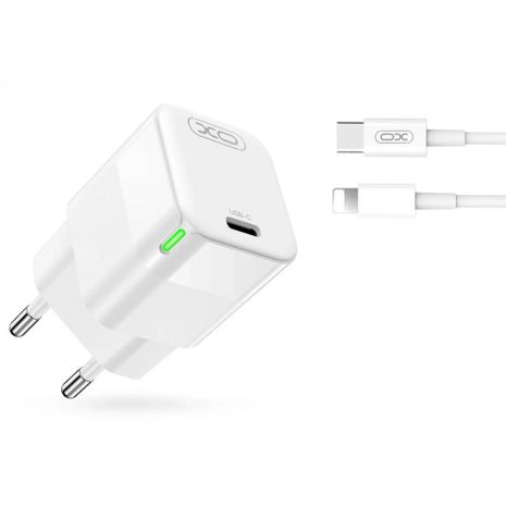 Сетевое Зарядное Устройство XO CE06 PD 30W GaN Type-C to Lightning Белый