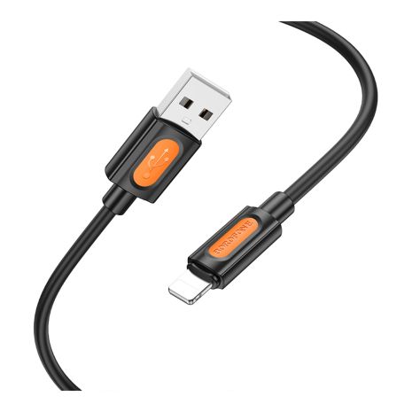 Черный USB Borofone BX114 Silicone Lightning 2.4A