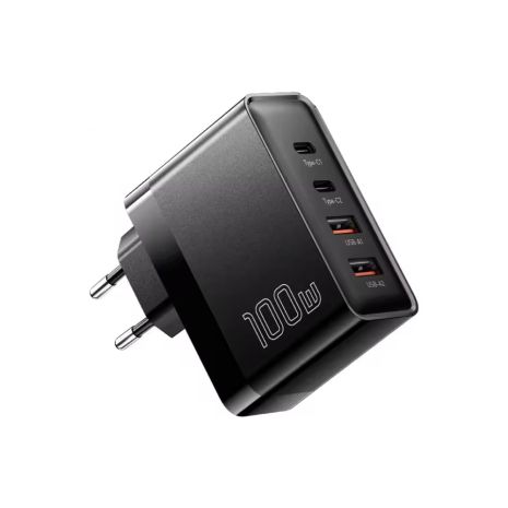 Зарядное устройство Essager 100W GaN QC 4.0 2xType-c 2xUSB Black Зарядное устройство Essager 100W GaN QC 4.0 2xType-c 2xUSB Black