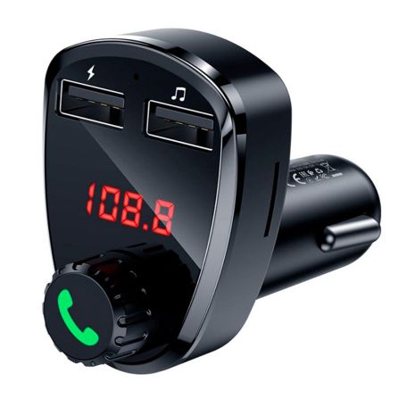 Автозарядний пристрій Hoco DE24 2 USB з FM модулятором чорний