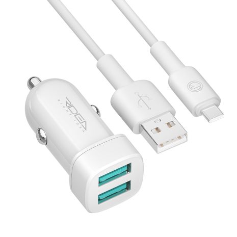 Зарядний пристрій для автомобіля Ridea RCC-21212 Grand Type-C 2USB 2.4 A Білий