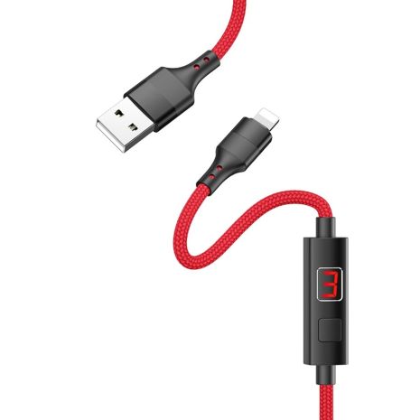 Таймер кабель Hoco S13 USB to Lightning 1.2m - червоний