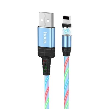 Магнітний USB кабель HOCO U90 на Lightning (1М) (блакитний)