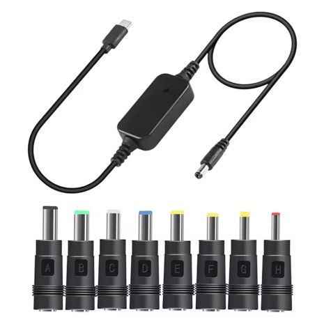 Type-C to DC 60W кабель для роутера, ноутбука, камер с 8 переходниками. 5V/9V/12V/15V/20V Boost Converter Adjustable Voltage Black Type-C to DC 60W кабель для роутера, ноутбука, камер с 8 переходниками. 5V/9V/12V/15V/20V Boost Converter Adjustable Voltage Black
