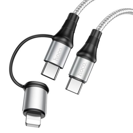 USB Кабель HOCO X50 2in1 Type-C - Type-C + Lightning (1М) (серый)
