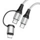 USB Кабель HOCO X50 2in1 Type-C - Type-C + Lightning (1М) (серый) USB Кабель HOCO X50 2in1 Type-C - Type-C + Lightning (1М) (серый)