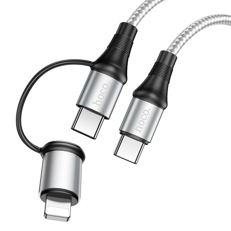 USB Кабель HOCO X50 2in1 Type-C - Type-C + Lightning (1М) (серый) USB Кабель HOCO X50 2in1 Type-C - Type-C + Lightning (1М) (серый)