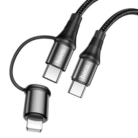 USB Кабель HOCO X50 2-в-1 Type-C - Type-C + Lightning (1М) черный