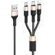 USB Кабель HOCO X26 3in1 USB - Lightning + MicroUSB + Type-C (1М) (чорно-золотистий)