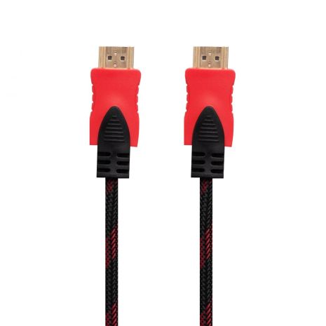 Cable HDMI- HDMI 1.4V 3m, тканинний, чорно-червоний