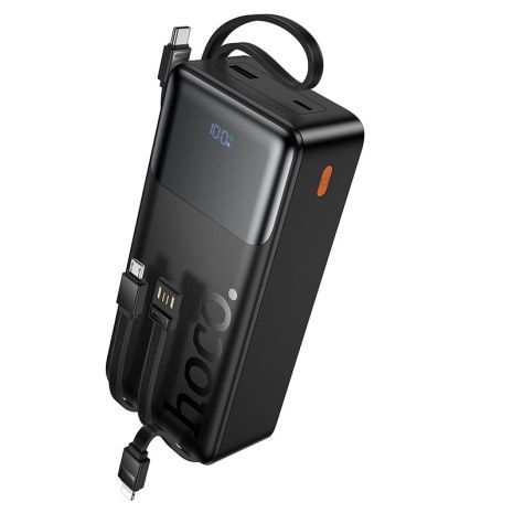 Повербанк HOCO Founder PD fully compatible power bank with four cables J156B 30000mAh |1USB/1Type-C, 22.5W/3A, PD/QC| black