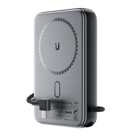 Повербанк ACEFAST magnetic fast charging power bank with holder and cable M24 10000mAh |1Type-C, 22.5W/3A, PD/QC| grey