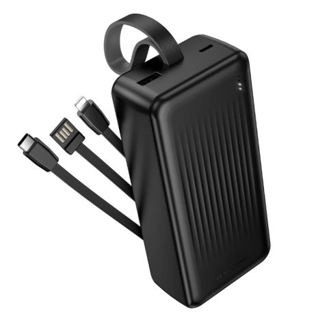 Повербанк BOROFONE BJ79B Clever power bank with 3 cables(30000mAh) Black