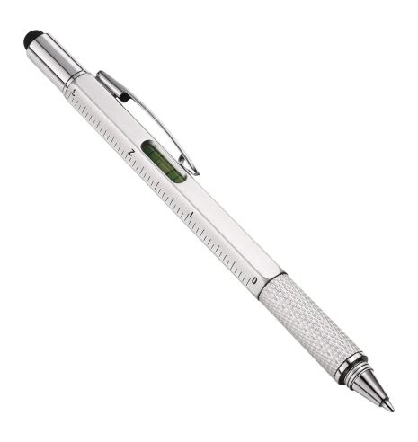 Мультитул-ручка 6в1 Стілус Викрутка (два види) Рівень Лінійка SILVER