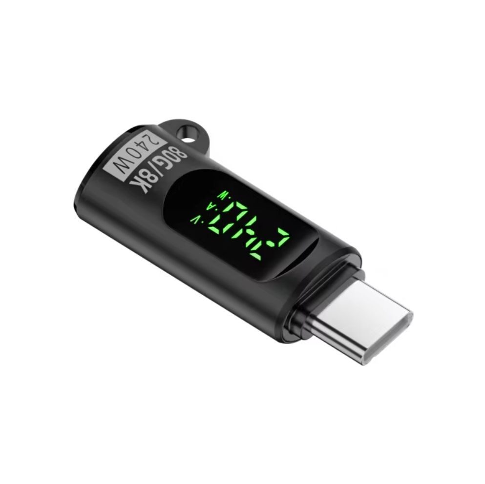 Адаптер NNBILI Type-C с дисплеем для определения мощности зарядки до 240W, USB 4.0 480 Mbps data, 8K 60Hz 80Gbps Video BLACK Адаптер NNBILI Type-C с дисплеем для определения мощности зарядки до 240W, USB 4.0 480 Mbps data, 8K 60Hz 80Gbps Video BLACK