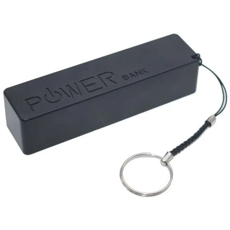 Корпус мини-повербанка DIY Rectangular под АКБ 1*18650 до 3400 mAh, USB-A, microUSB, 5V 2A BLACK-WHITE