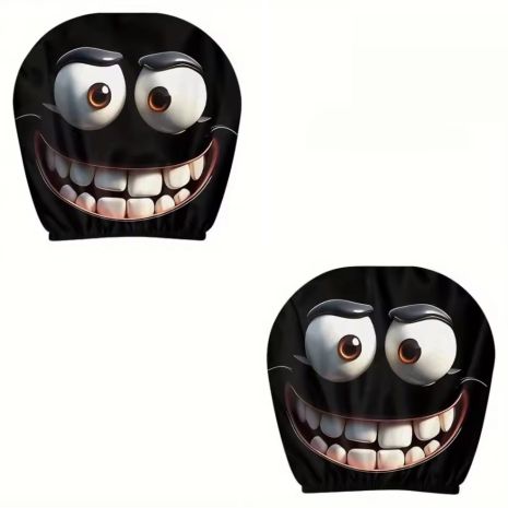 Чехол на подголовник автомобиля с принтом " Улыбка" комплект 2шт, Polyester, black