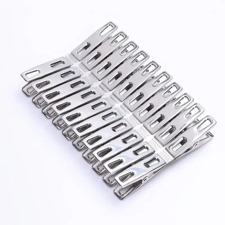 Прищіпки універсальні 10*45мм із нержавіючої сталі плоский затискач набір 20шт Silver