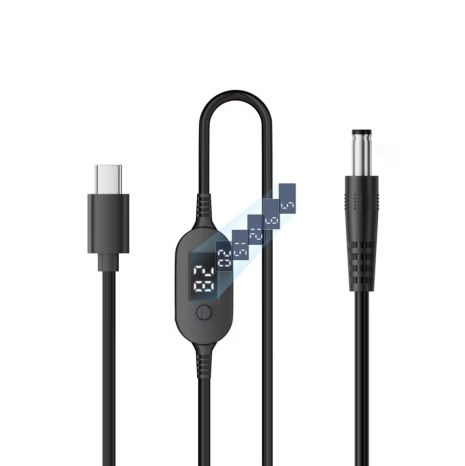 Кабель питания Type-C to DC 5.5x2.1-2.5mm 140W 5A с регулируемым напряжением 5V/9V/12V/15V/20V/28V для ноутбука, роутера (Без переходников) Black Кабель питания Type-C to DC 5.5x2.1-2.5mm 140W 5A с регулируемым напряжением 5V/9V/12V/15V/20V/28V для ноутбука, роутера (Без переходников) Black