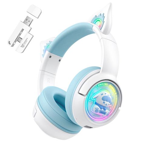 Наушники Onikuma Tri Mode cat ear headphones B5 |BT5.3/2.4G/Type-C, 55h, RGB| white