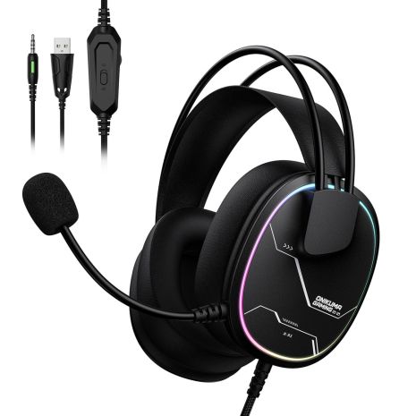Наушники Onikuma wired gaming headphones X91 |3.5mm+USB, RGB| black Наушники Onikuma wired gaming headphones X91 |3.5mm+USB, RGB| black