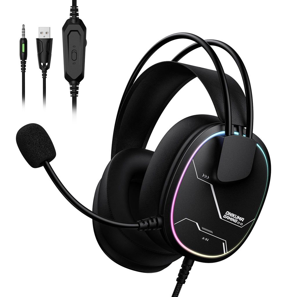 Наушники Onikuma wired gaming headphones X91 |3.5mm+USB, RGB| black Наушники Onikuma wired gaming headphones X91 |3.5mm+USB, RGB| black
