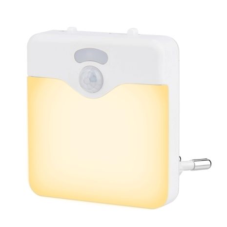 LED світильник "Квадрат" в розетку Тепле світло, автоматичний датчик руху, 3 режими з регульованою яскравістю (NL2101-NL5006) White