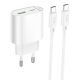 Сетевое Зарядное Устройство Hoco C109A 1USB-C/1USB PD/QC 20W+Type-C to Type-C Белый Сетевое Зарядное Устройство Hoco C109A 1USB-C/1USB PD/QC 20W+Type-C to Type-C Белый
