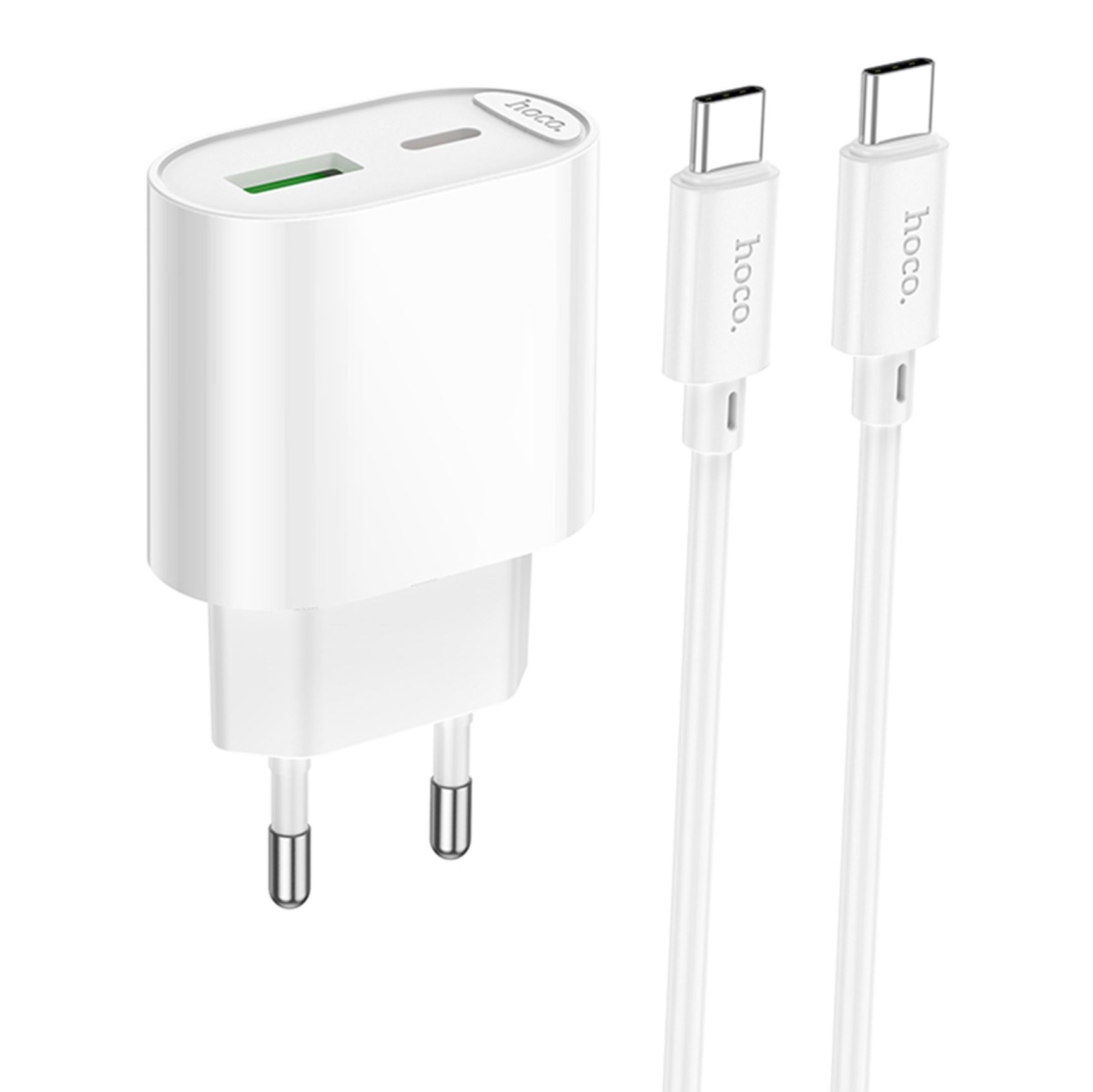 Сетевое Зарядное Устройство Hoco C109A 1USB-C/1USB PD/QC 20W+Type-C to Type-C Белый Сетевое Зарядное Устройство Hoco C109A 1USB-C/1USB PD/QC 20W+Type-C to Type-C Белый