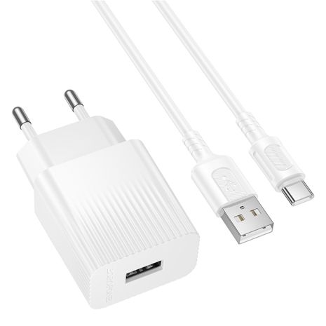 Сетевое Зарядное Устройство Borofone BAS71A 1USB 2.1A+USB to Type-C Белый Сетевое Зарядное Устройство Borofone BAS71A 1USB 2.1A+USB to Type-C Белый