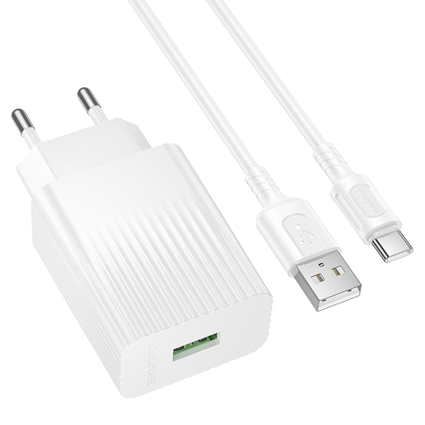 Мережевий Зарядний пристрій Borofone BAS72A 1USB QC3.0 18W+USB to Type-C Білий Мережевий Зарядний пристрій Borofone BAS72A 1USB QC3.0 18W+USB to Type-C Білий